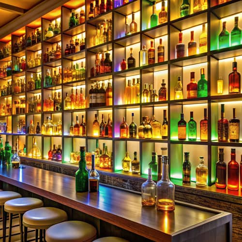 Stylish Bar Interior with Colorful Drinks