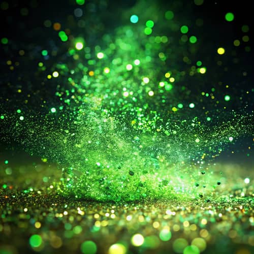 Fluorescent Green Glitter Magic in Motion