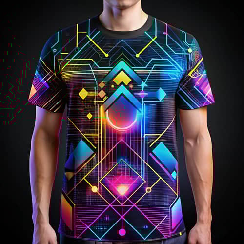Futuristic Men's T-Shirt Design: 90s Aesthetic