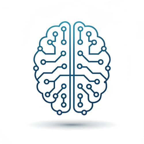Minimalistic AI Icon with Brain and Circuit Design