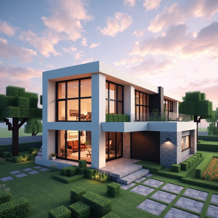 Minecraft Beautiful Modern House Ideas AI Art Generator EasyPeasy.AI