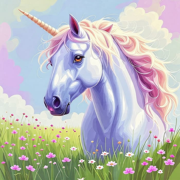 Mythical Unicorn Art in Lush Meadow AI Art Generator EasyPeasy.AI