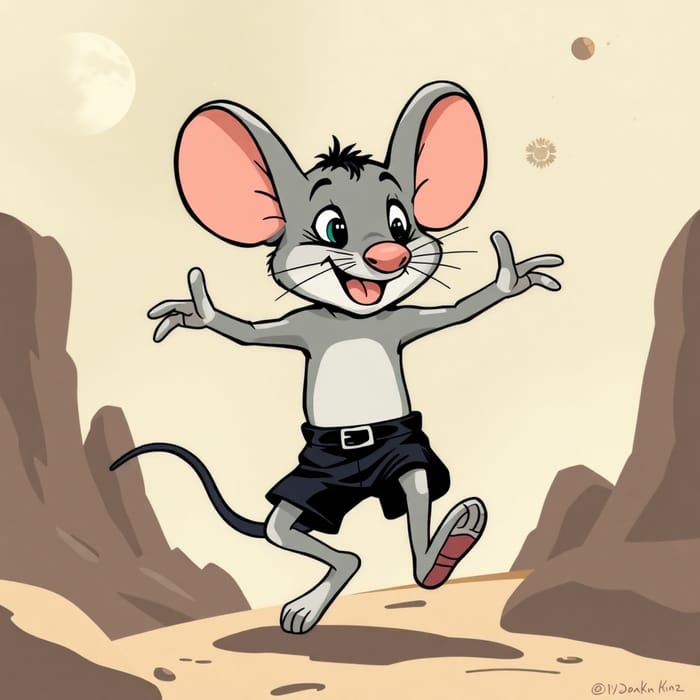 Whimsical SciFi Mouse Adventure in Vintage Style AI Art Generator
