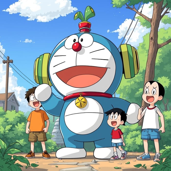 Doraemon as a Giant WasabiFlavored Robot AI Art Generator Easy