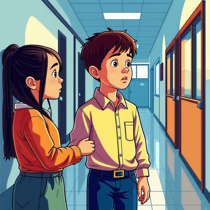 Supportive Friendship in School Challenges AI Art Generator Easy