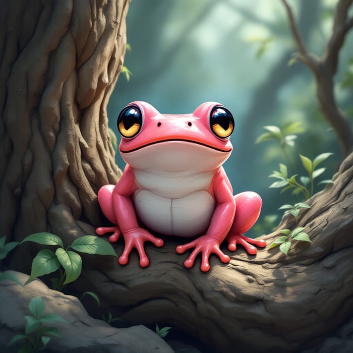 Cartoonish Happy Pink Tree Frog - Fun & Cute Design | AI Art Generator ...
