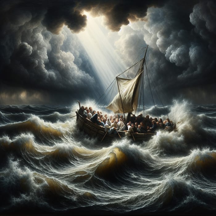 Faithful Digital Painting Inspired by Rembrandt's 'Christ in the Storm'