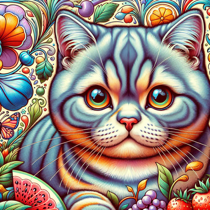 Adorable British Shorthair Cat, Disney Style, Whimsical Details