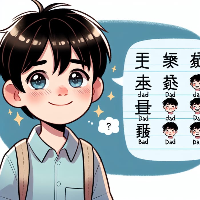 Asian Boy Highlight Differences in Chinese Characters Writing Skills