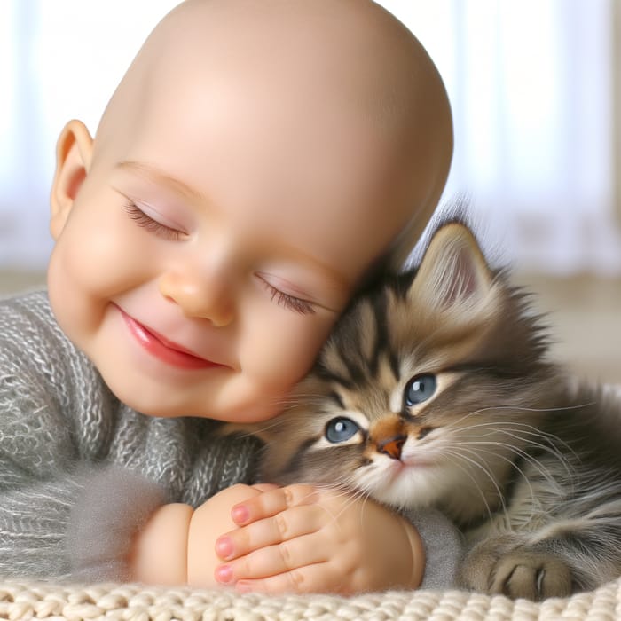 Gorgeous Cat Cuddling Adorable Baby | Heartwarming Moment