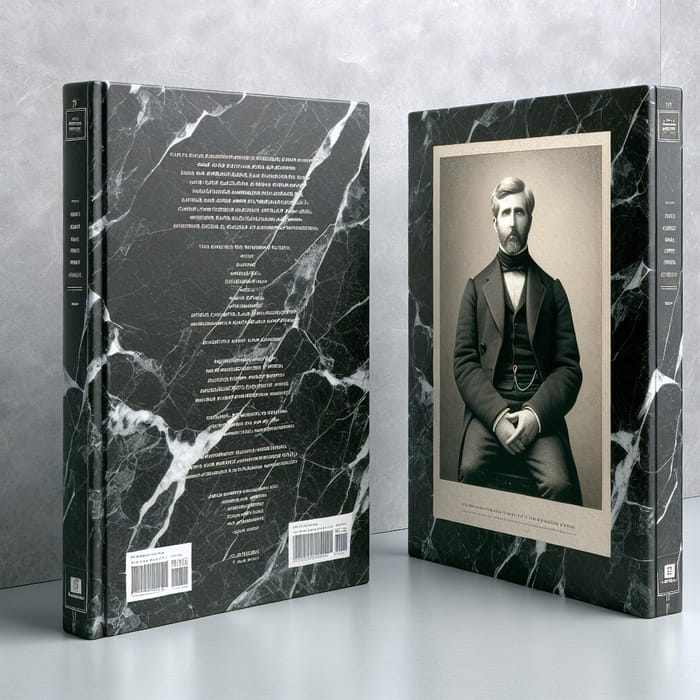 Author Photo on Black Marble Stone Book - Realistic Details & Textures