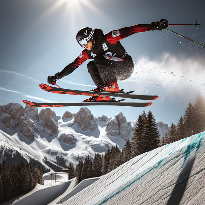 Athletic Male Skier's Epic 70m Soaring Jump
