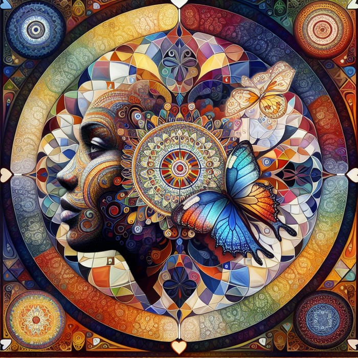 Harmony Symphony: Mandala, Butterfly, Heart & African Woman