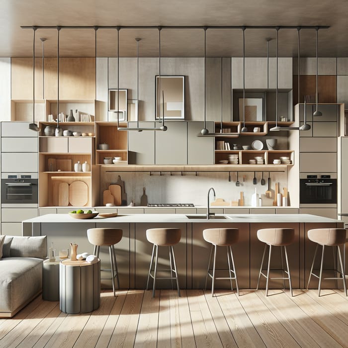 Sleek 7'0 x 10'0 Modern Kitchen Design with Earth Tones