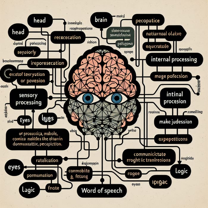 Head, Brain, Eyes, Logic, Speech: Cognitive Processes Mind Map