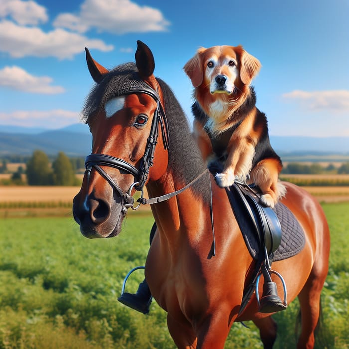 Dog Riding Horse - Unlikely Duo