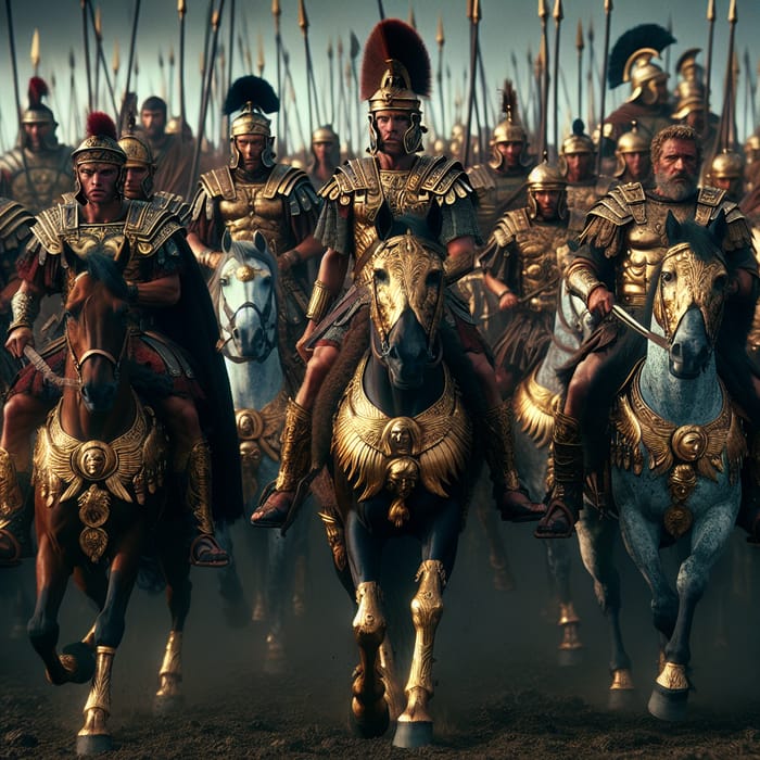 Roman Emperors on Horses in Majestic Battle with Multinational Army