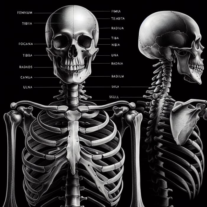 Realistic Human Skeleton Illustration - Detailed Anatomy Bones Drawing