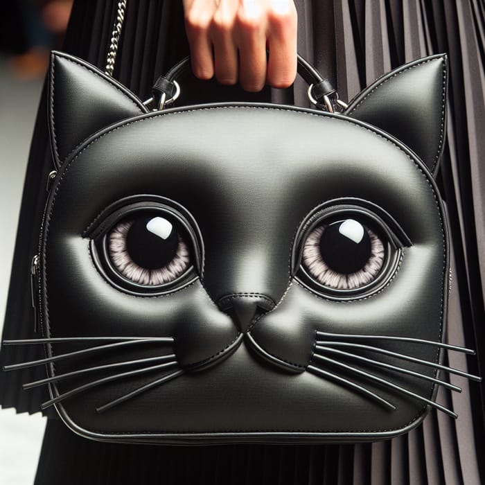 Unique Black Cat Women's Bag with Oversized Expressive Eyes