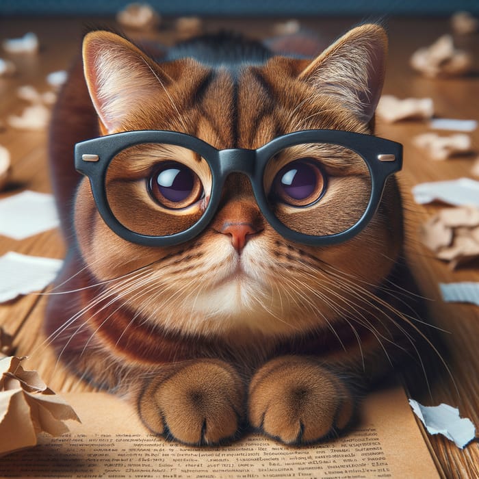 Draw Cat in Glasses
