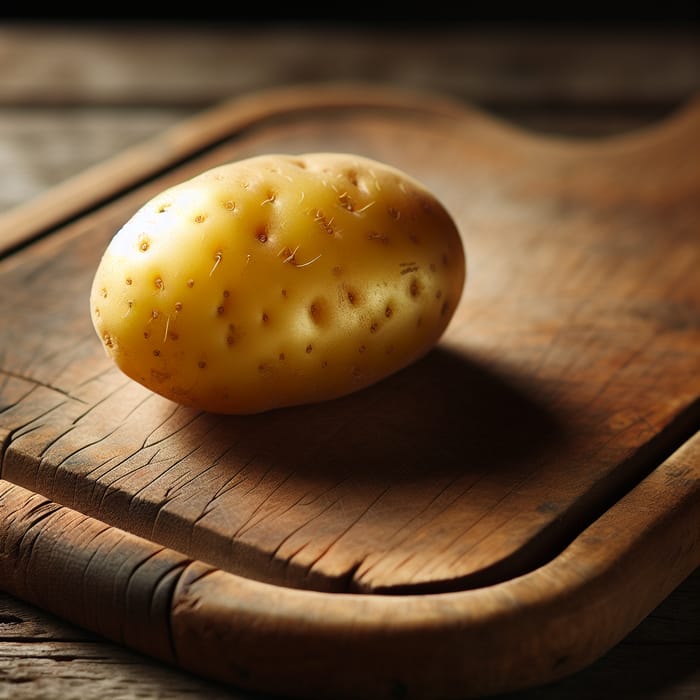 Plump Baby Potato on Rustic Oak Board