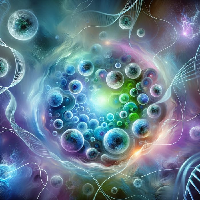 Abstract Stem Cells Art: Glowing Orbs of Life