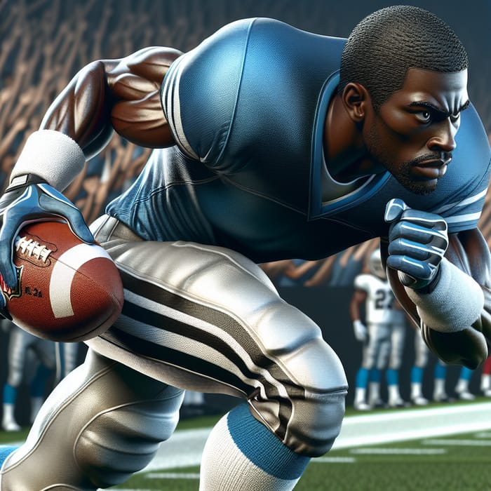 Dynamic African American Football Player in Stadium Action