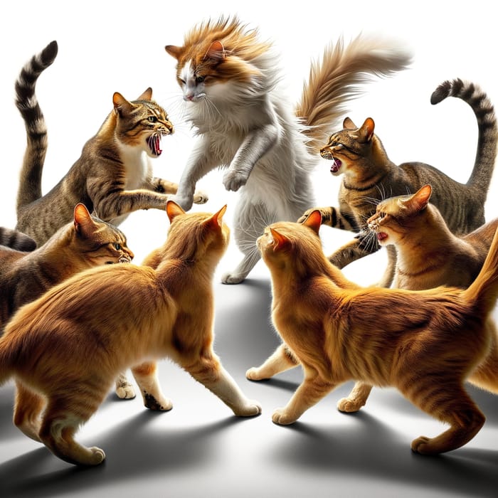 Cat Fight Intervention: Brave Cat Steps In - Animated Image