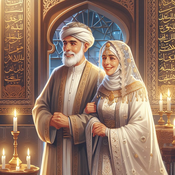 Historical Arabic Wedding Illustration - Prophet Muhammad & Khadija