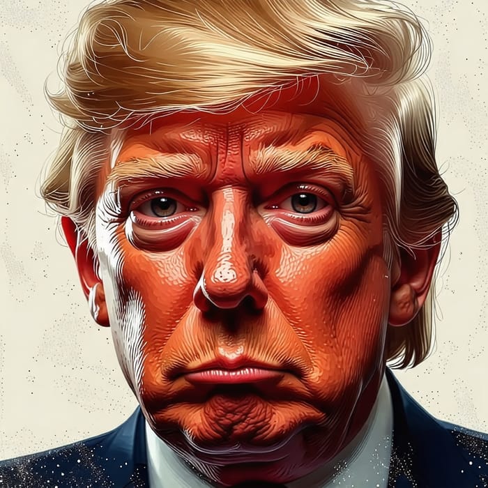 Political Cartoon Style Portrait of Donald Trump