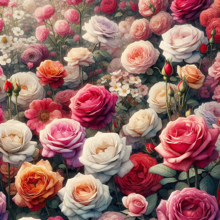 Garden Roses Watercolor Painting | Beautiful Artwork