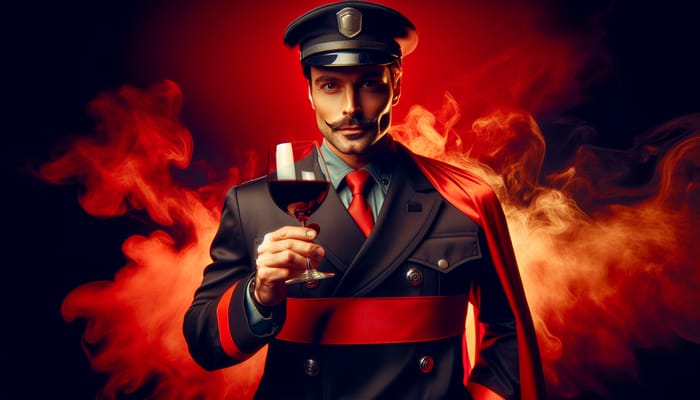 Matteo Salvini: Confident Fireman with Wine - Satirical Genre