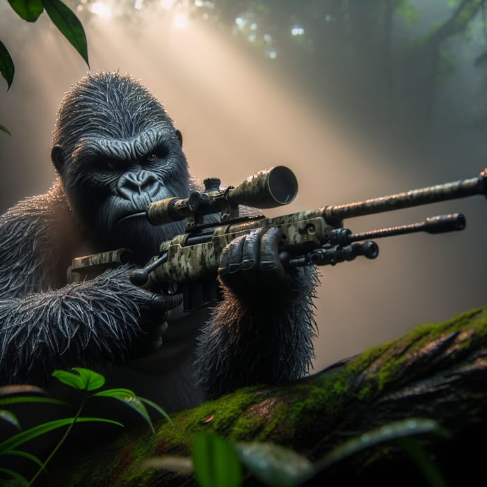 Gorilla Sniper in Silver and Black Camouflage