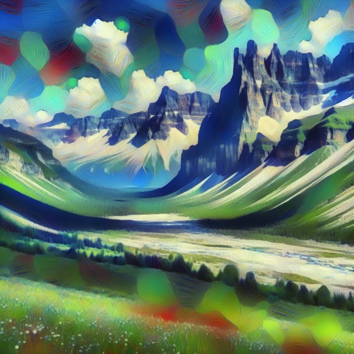 Abstract Mountain Landscape with Emotional Peaks and Valleys