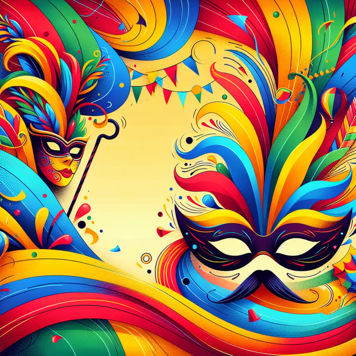 Vibrant Carnival Party Background with Masks & Confetti, AI Art Generator