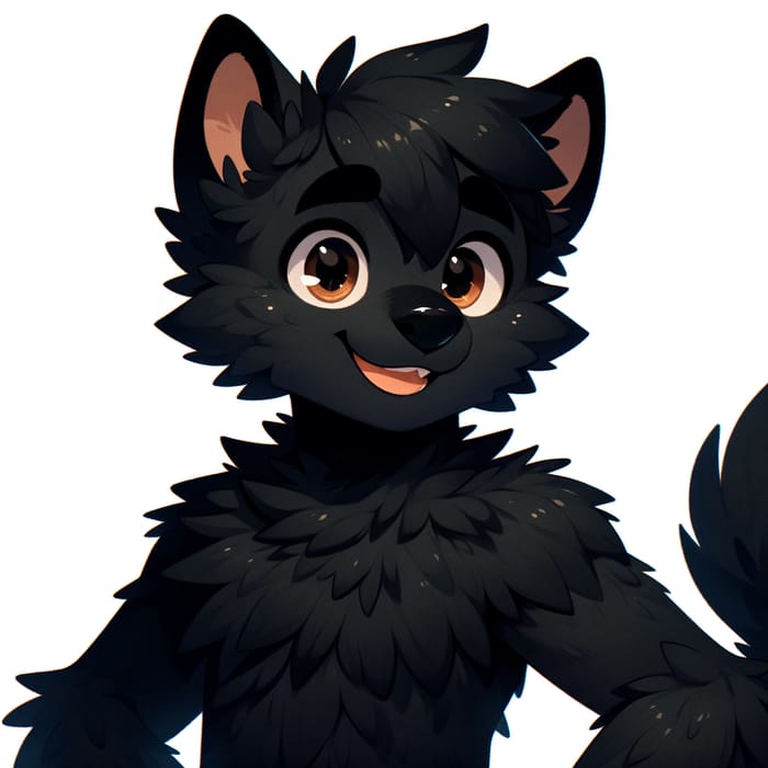 Black Furry Character with Friendly Smile