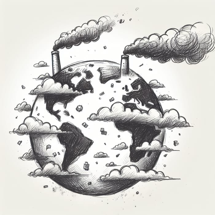 World Pollution Sketch for Environmental Degradation