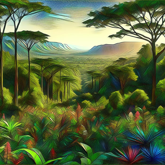 Dreamlike Jungle Landscape Art