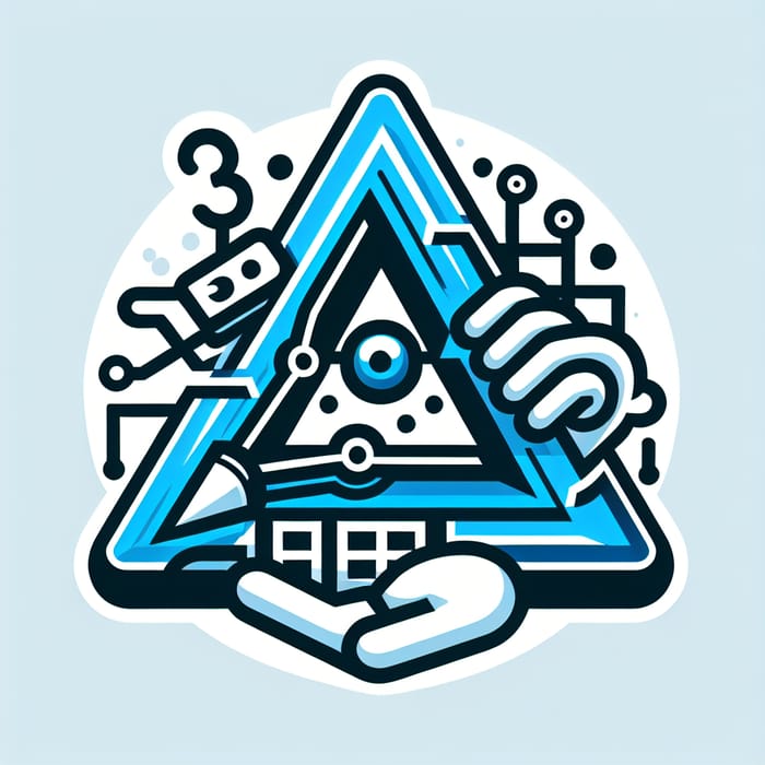 Cartoon Technology Logo | Triangle Design