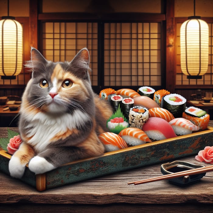 Sushi Cat: Whimsical Fusion of Feline Meeting Japanese Delicacies