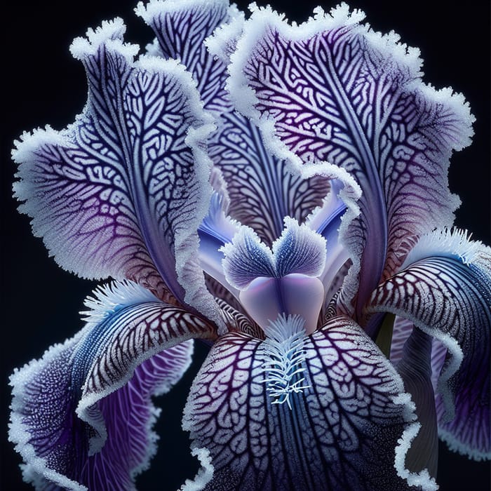 Frosty Iris Flower Petals with Intricate Patterns | AI Art Generator ...