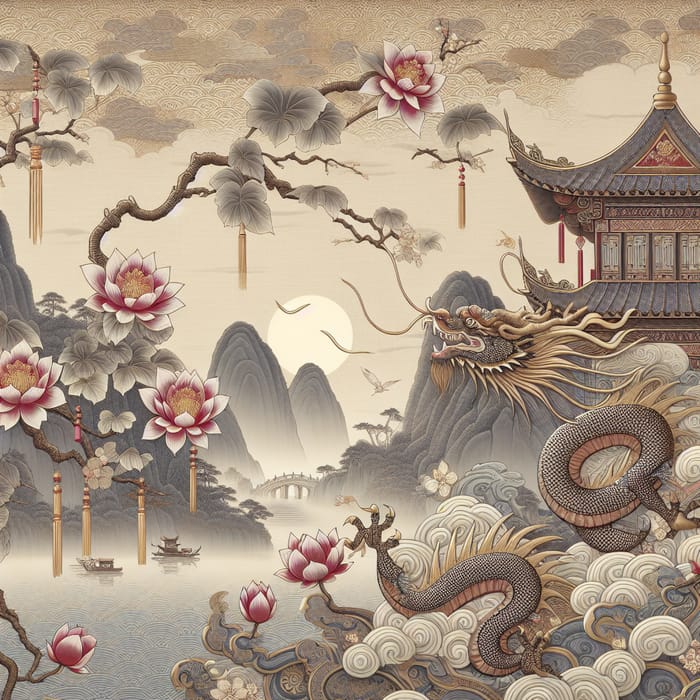 Chinese Wallpaper Design with Traditional Oriental Elements
