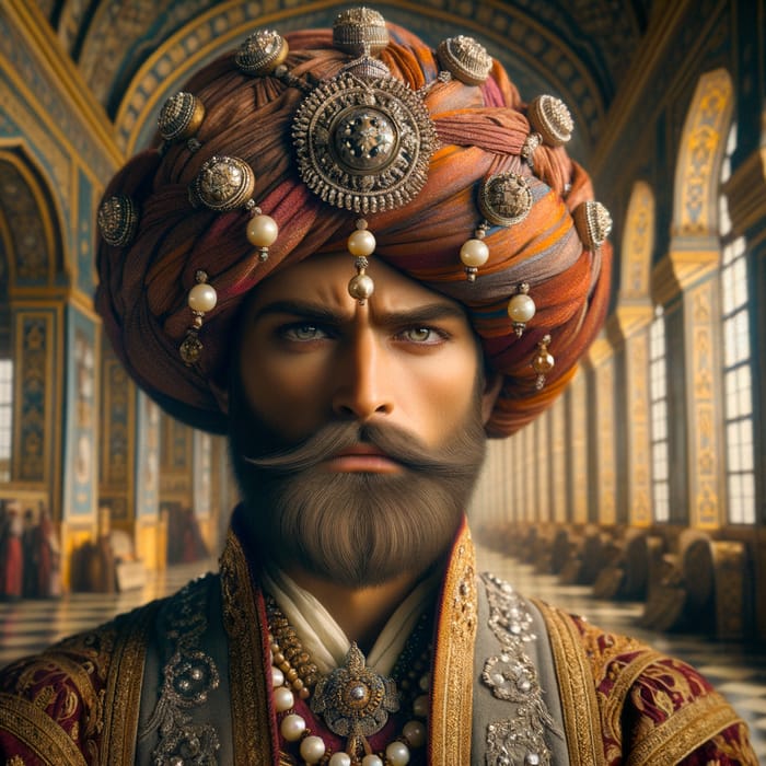 Bidar Sultan in Lavishly Decorated Royal Attire