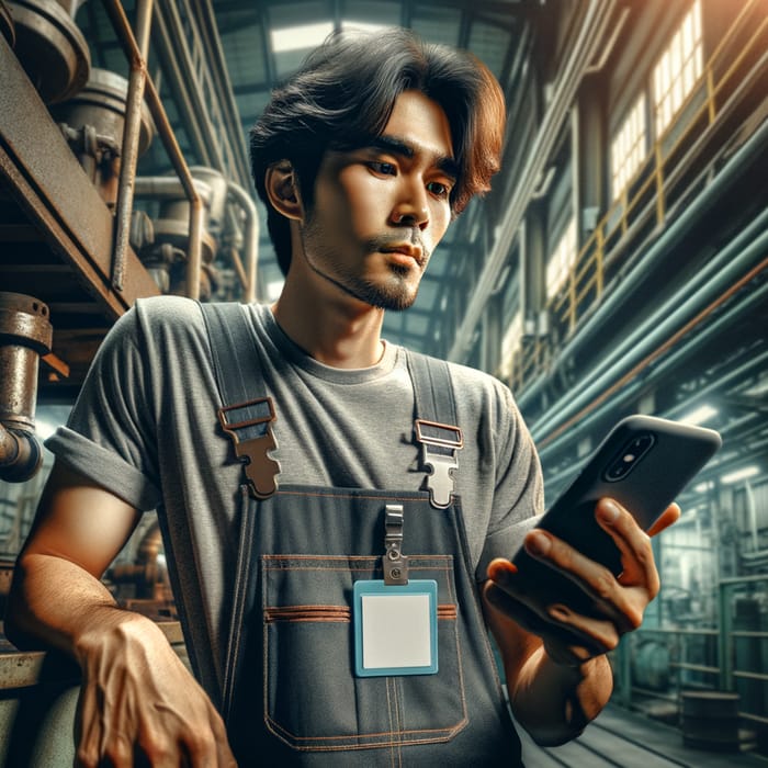 Plant Worker in Factory Setting: Gritty, Steampunk-Inspired Portrait