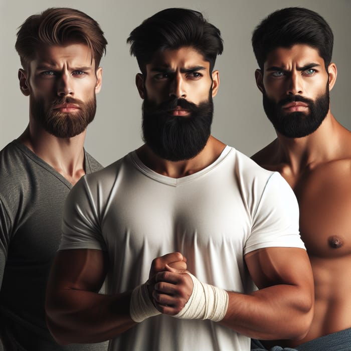 Diverse Men Ready to Fight - Multi-Ethnic Warriors
