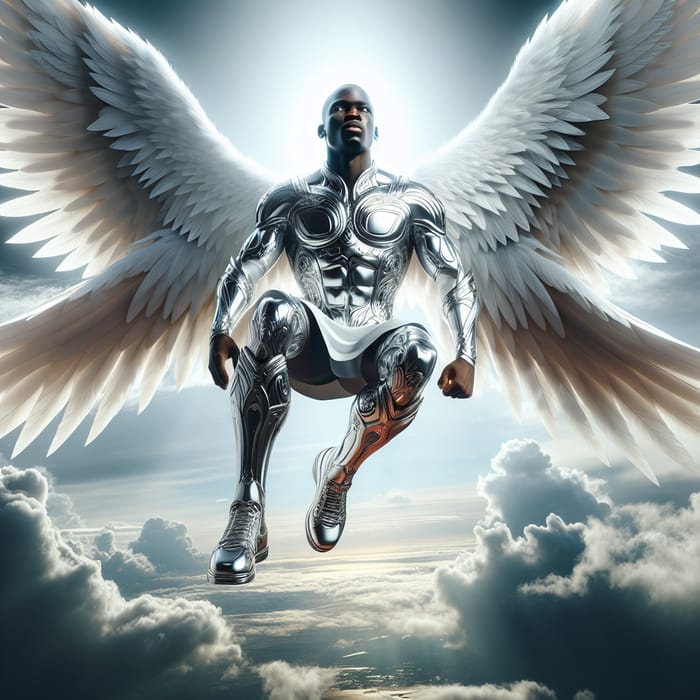 Black African Soldier Archangel in White Armor: Symbol of Fortitude