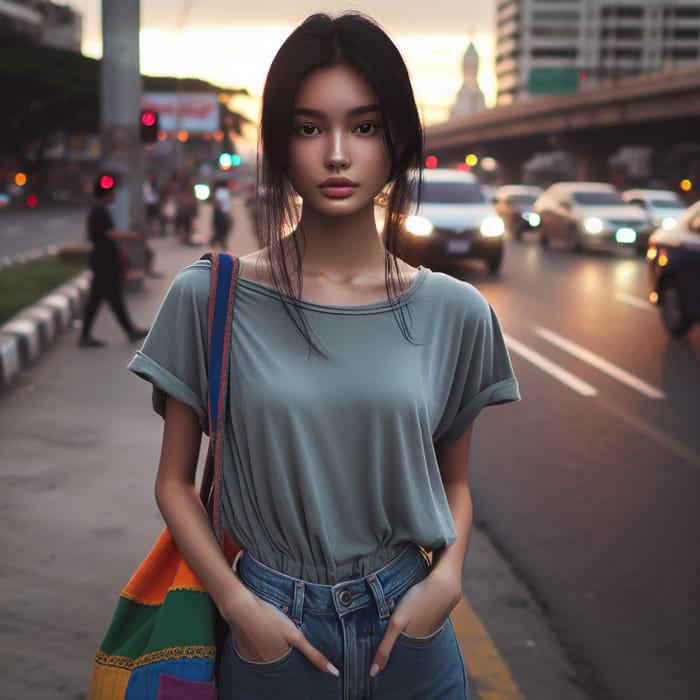 Detailed Urban Casual Style of a Slim South Asian Teen Girl