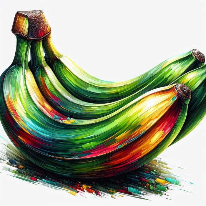 Vibrant Green Banana Painting | Exotic Tropical Fruit Artwork