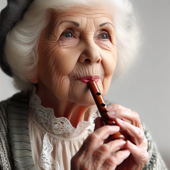 Elderly Grandmother Playing Whistle - Music Fun