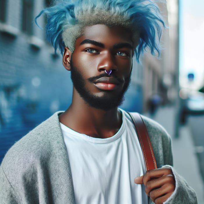 Stylish Man with Blue Hair - Unique Visual Profile